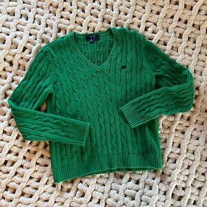 Chaps Vibrant Green V-Neck Sweater